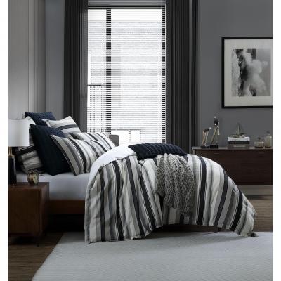 Private Collection Colby Steel Yarn Dyed Chenille Jacquard Quilt Cover Set | Queen Bed | Steel